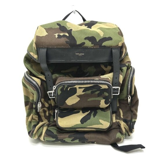 Saint Laurent Paris Backpack Multi Pockets Camouflage Canvas Leather main image 4